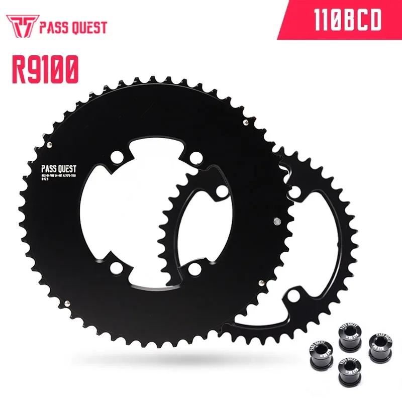 Road Bike Chainring 110bcd 4 Bolts Round 2x Double Chainring 56-42T/54-40T/53-39T/52-36T/50-34T/48-35/46-33T for DURA-ACE R9100