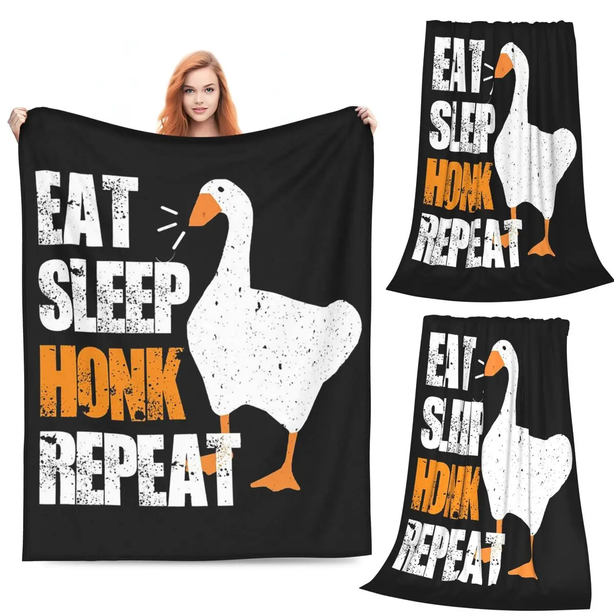

Eat Sleep Honk Repeat Blankets Flannel Sofa Throw Blanket Portable for Home Bedroom Office Throws Bedspread Quilt