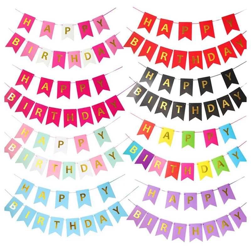 

Happy Birthday Letter Garland Banners Flags Flamingo Unicorn Astronaut Boys Girls Birthday Party Decoration Baby Shower Supplies