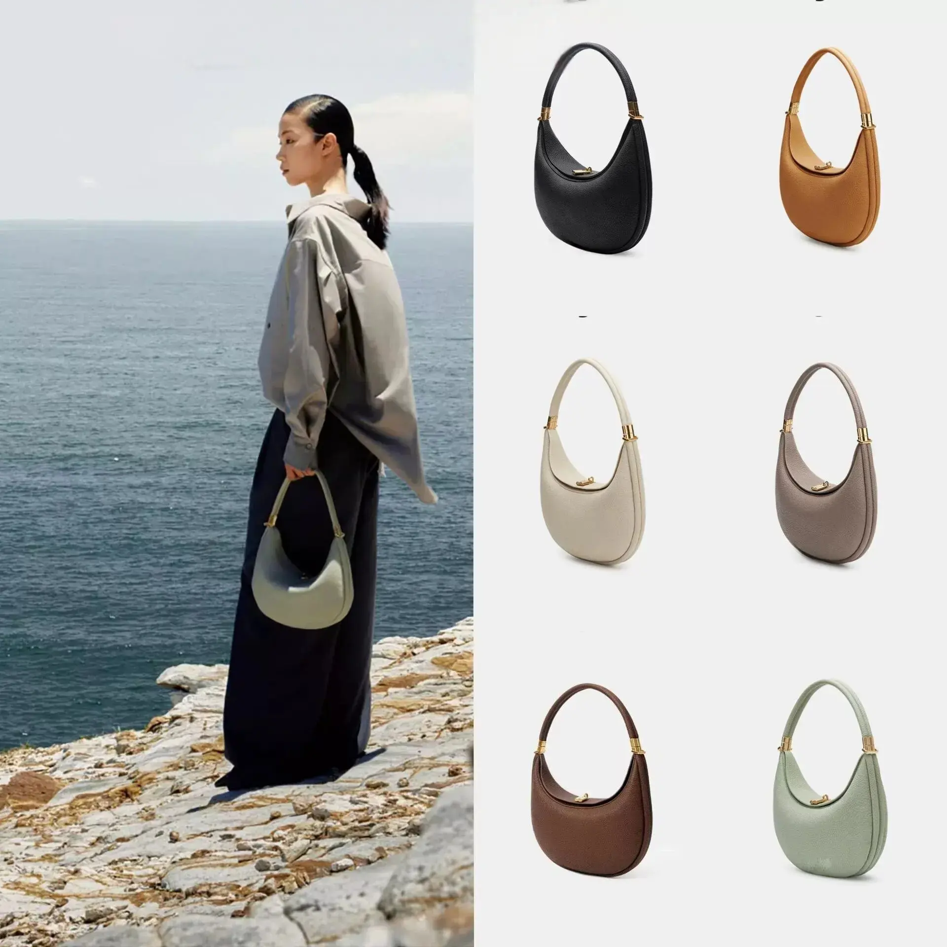 Bolso de hombro Songmont Crescent para mujer |   Monedero de trabajo profesional de cuero genuino |   Bolso bandolera de capacidad media