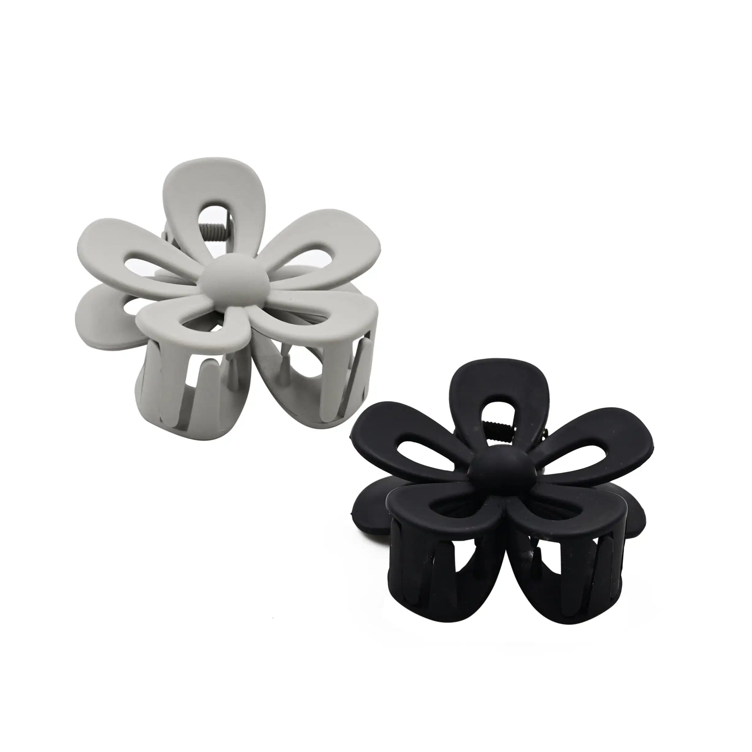 Gray and Black Flower Claw Clips, 2 Pack
