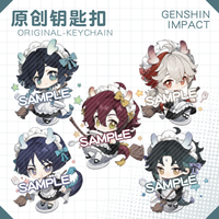 1Pc Anime Game Genshin Scaramouche Venti Xiao Pendant Keyring Cute Animal Little Dragon Knapsack Accessories Men Acrylic Keyring