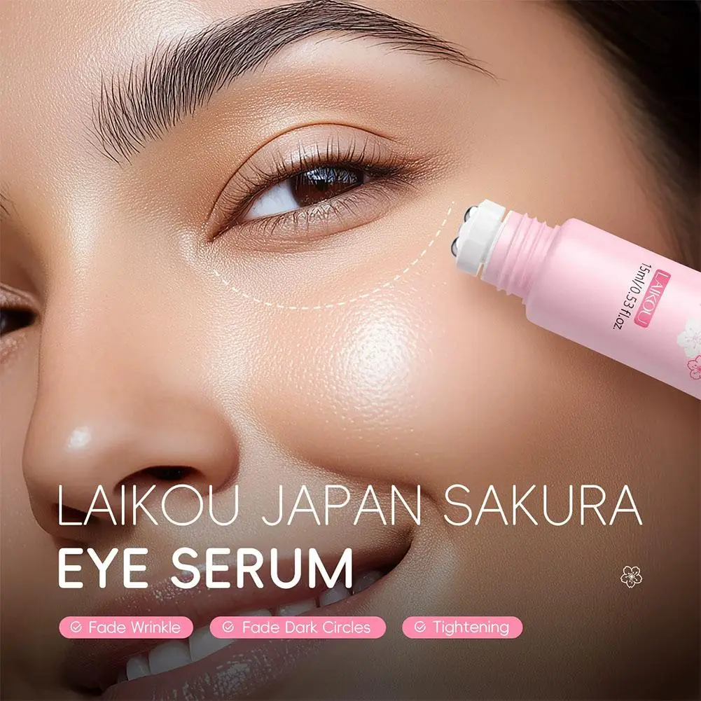 1/2PCS Cherry Blossom Eye Serum, Sakura Eye Serum and Eye Roller for Nourishing Firming Relieve Eye Bags,Dark Circles,Fine Lines