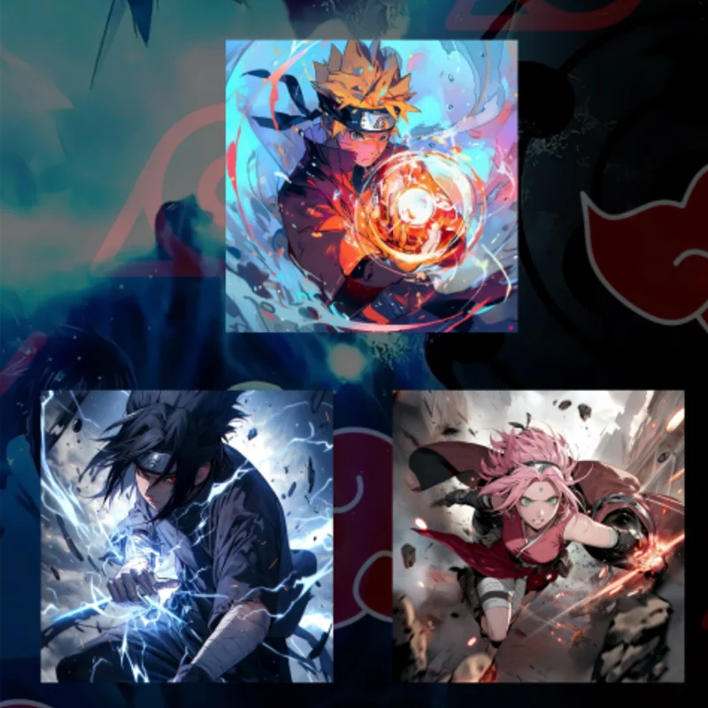 Anime NARUTO Karta Akatsuki Hatake Kakashi Uchiha Sasuke Uzumaki Naruto Prezent Zabawka Rzadkie Kolekcje Podwójne Brokatowe Karty Papierowe