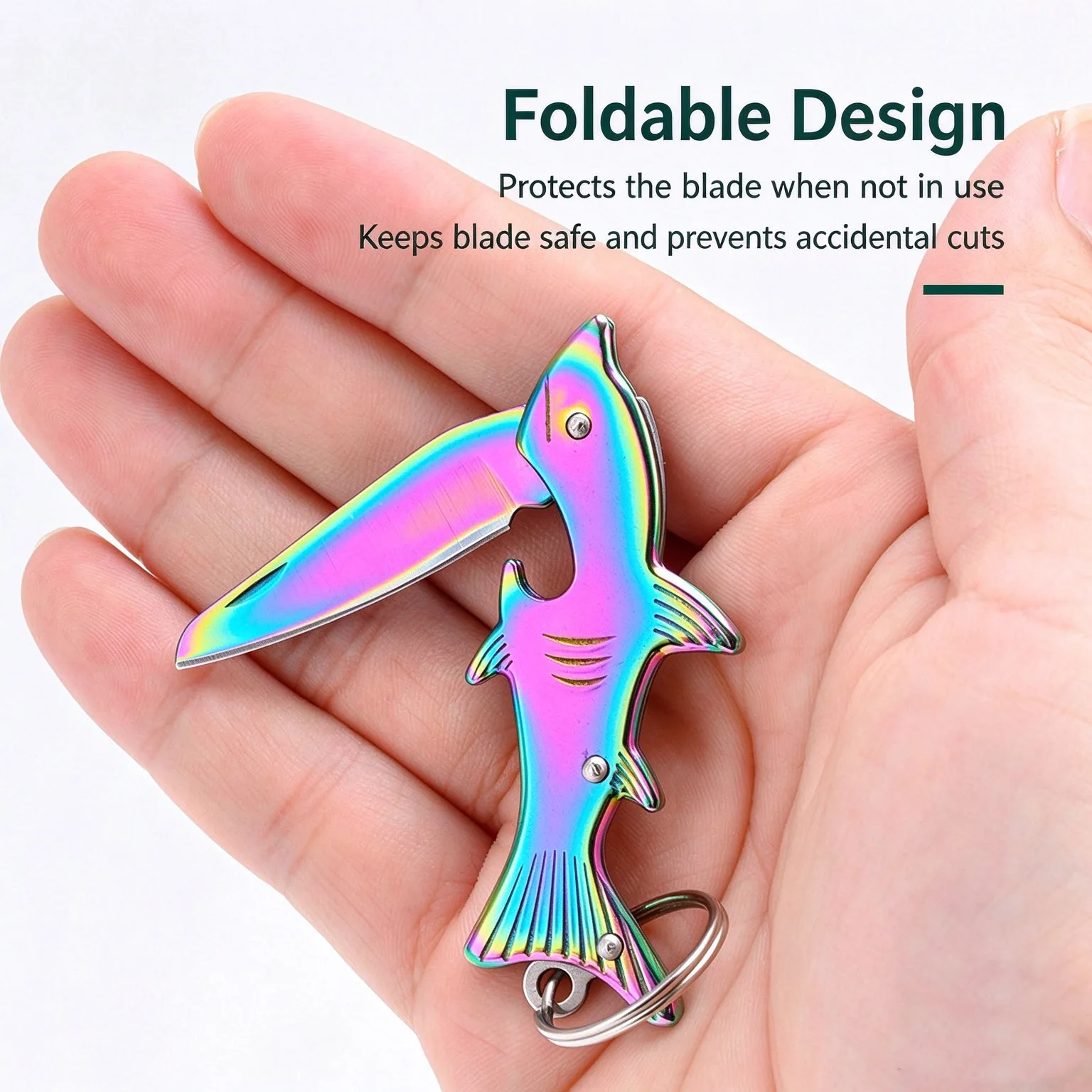 Mini Folding Knife Creative Shark Outdoor Camping Tactical EDC Tool Knife Portable Cutter Express Keychain Fruit Pocket Knife