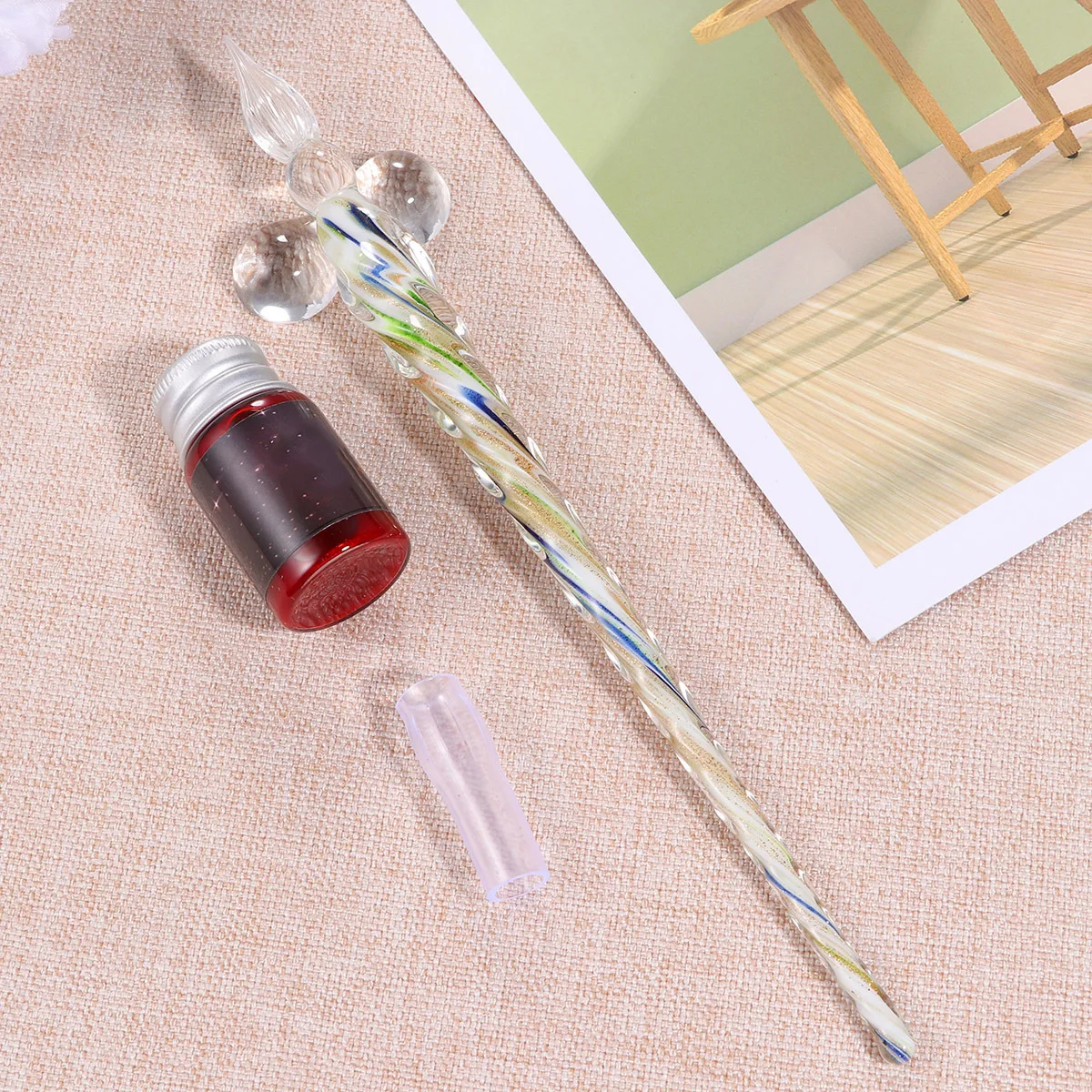 

3Pcs Glass Dip Pen Set Handmade Crystal Signature Pen Ink Writing Calligraphy Art Gift Fashion Writing Tools