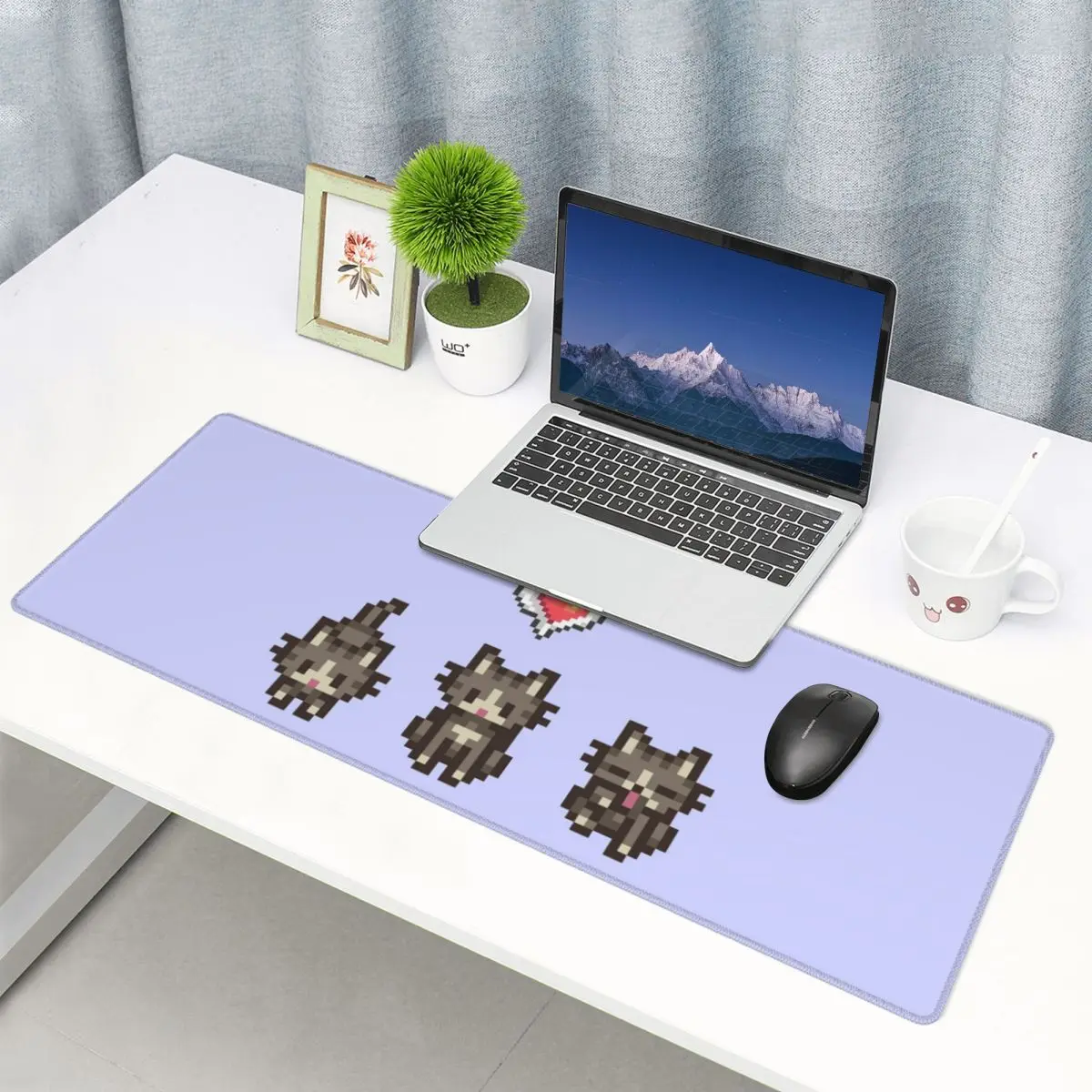 Large Mouse Pad Stardew Valley GreyGray Cat Gamer PC Laptop Mats Keyboard Carpet Computer Gaming Office Accessories Desk Mat