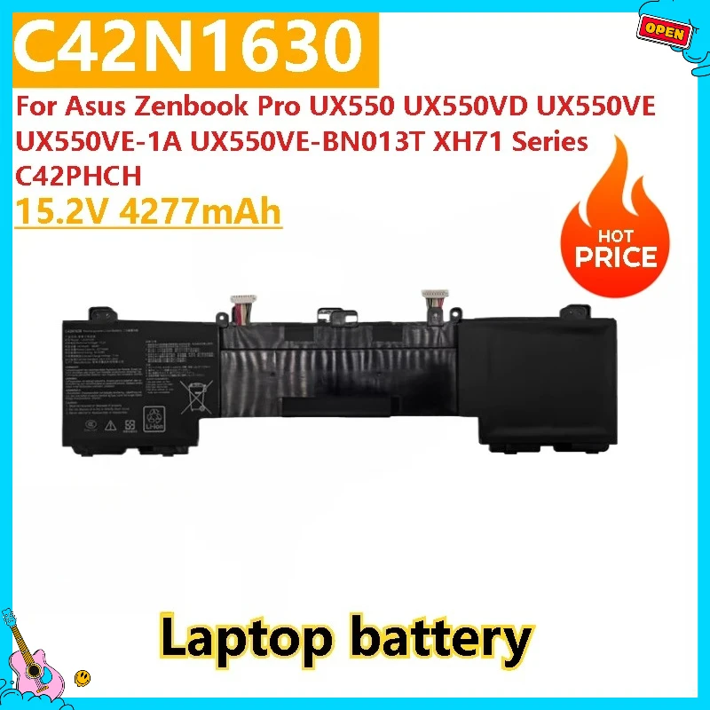 

Replacement Laptop Battery C42N1630 15.2V 4277mAh For Asus Zenbook Pro UX550VE-1A /BN013T XH71 UX550 UX550VD UX550VE Series