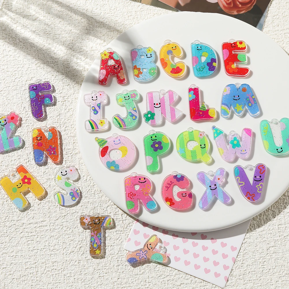 

Брелок-подвеска ручной работы из акрила с мультяшными буквами, цепочка для сумки, модный аксессуар, материалы для рукоделия и творчества