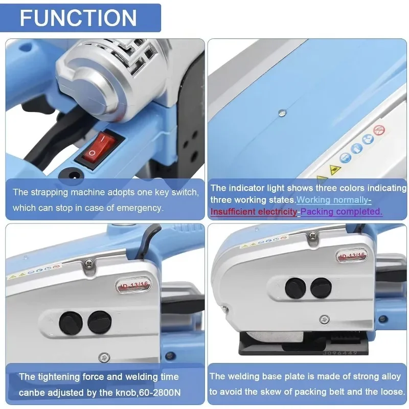 JD13/16Strapping Tool Por Hand-held Heating Strapping hine d Automatic Belt Packing Banding hine
