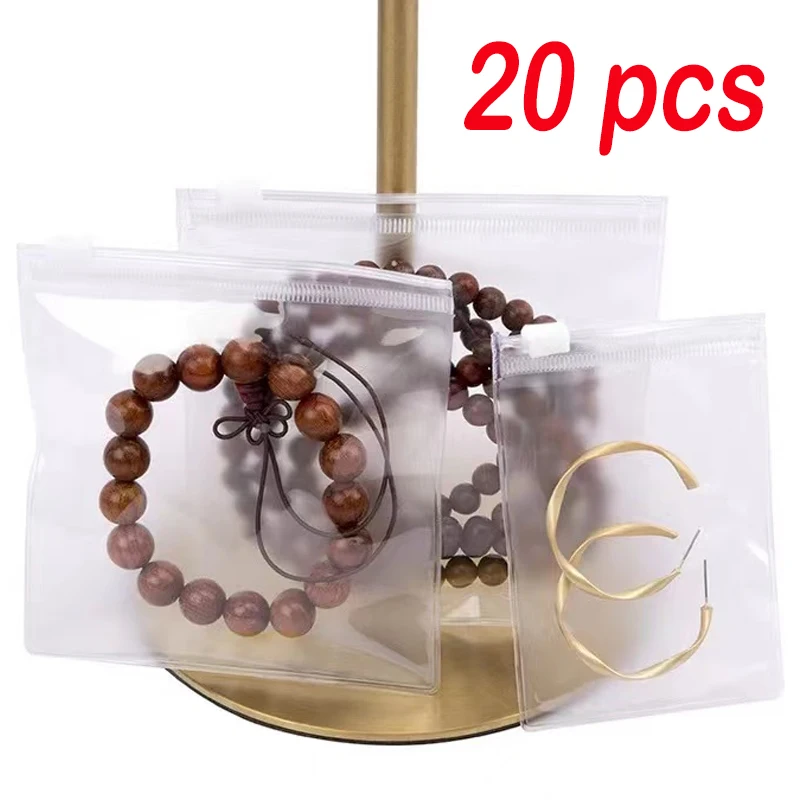 

20pcs PVC Bags Ring Earrings Bracelet Necklace Storage Plastic Jewelry Bags Thick Clear Jewelry Packaging Bags