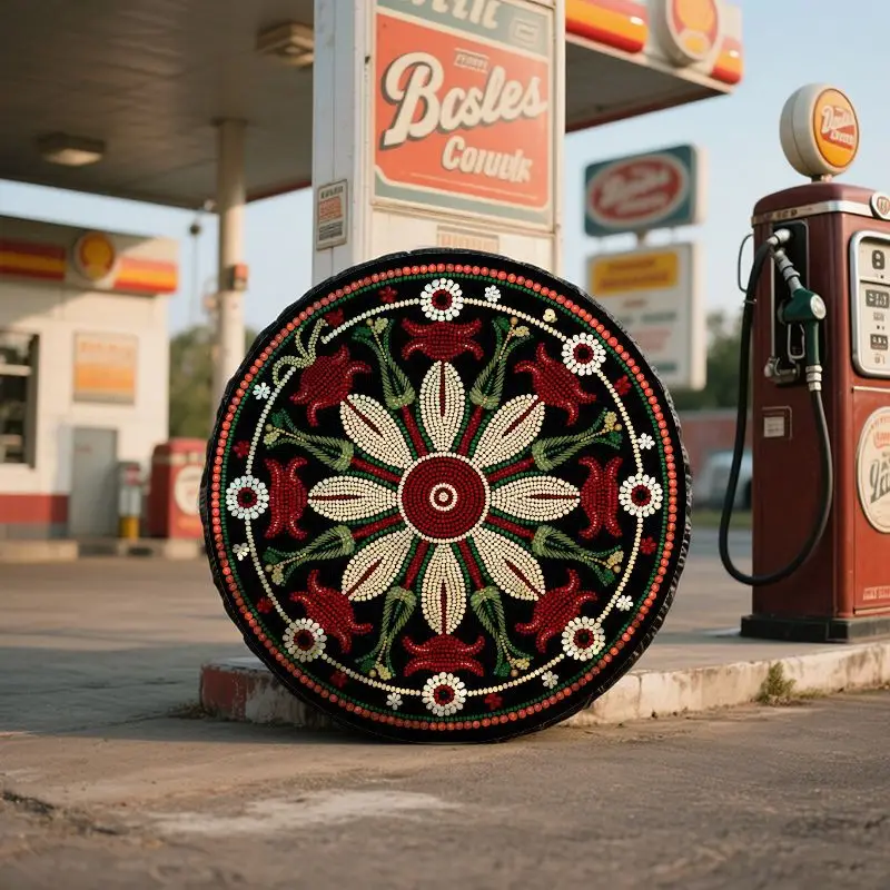 Colorful Ethnic Style Mandala Tire Cover Made Of Polyester Fiber, Dustproof And Sun-Resistant, A Unique Decoration For Your Car'