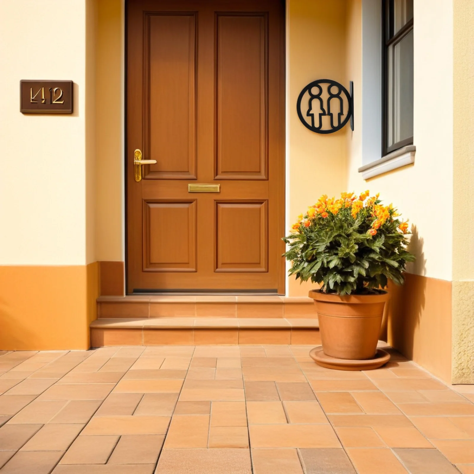 

2Pcs Black Bathroom Wall Sign - Premium Acrylic Double Sided Toilet Plaque for Office Business Public Washroom Men Women Door