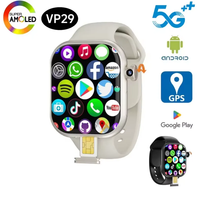 

VP29 4G Android 256GB Smartwatch 4G/5G LTE Storage Card GPS WIFI 2.29 Inch 490*580 Amoled Watch With Surveillance Camera Sim