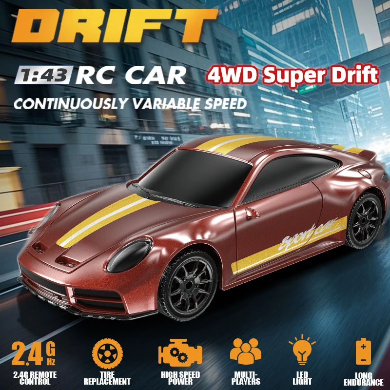 4WD 1:43RC Drift Car Remote Control 911 15KM/h Model 4x4 Racing RTR Radio Truck Vehicle Toy Gift for Boy Girl Children Kid Adul