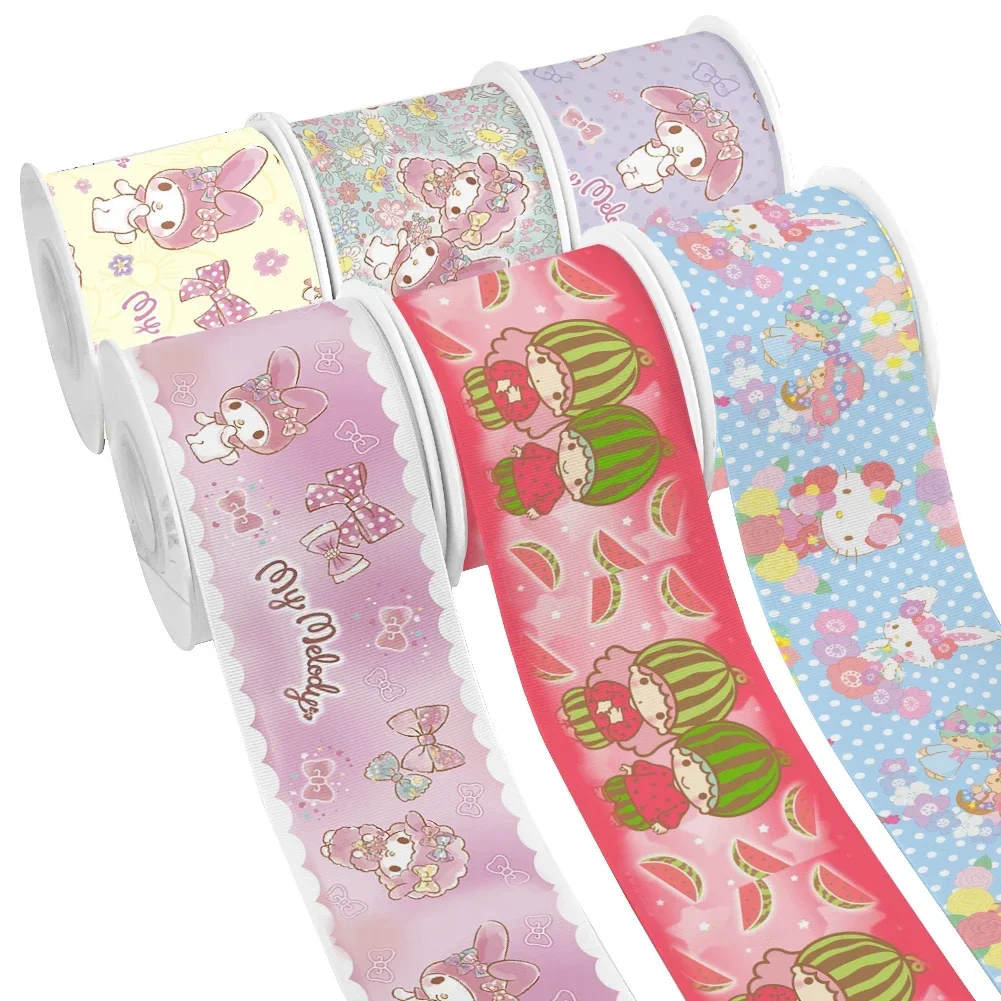 Little Twin Star Melody Sanrio Cartoon 10yards Printed Grosgrain Ribbon for Cheer Bows DIY Girl Headwear Hair Bows Satin Ribbon