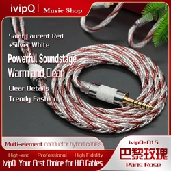 ivipQ-01S Paris Rose Flagship Earphone Upgrade Cable Multi-element Conductor IEM Wire 4.4mm/MMC/2PinX/0.78 for THIEAUDIO Origin