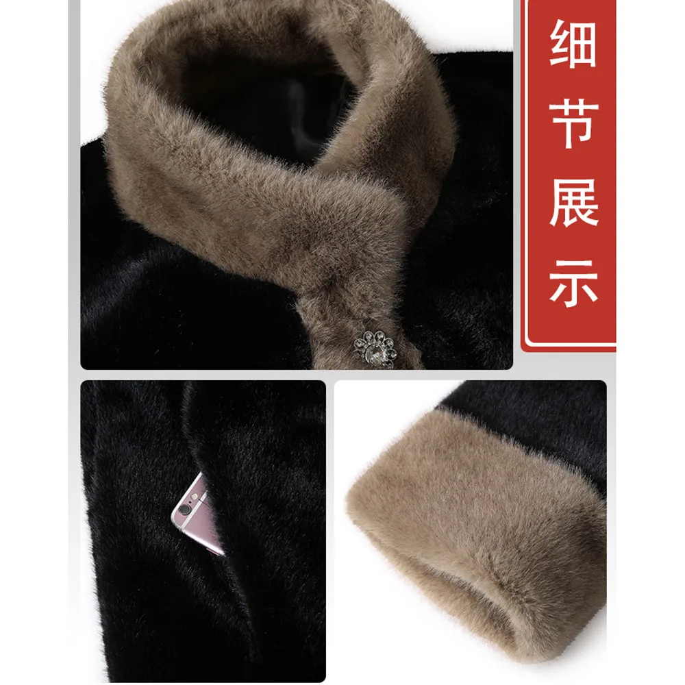 Mother Winter Jacket High-quality Soft Imitation Mink Fur Coat Noble Elegant Women Thicked Warm Long Parkas Female Fur Overcoat