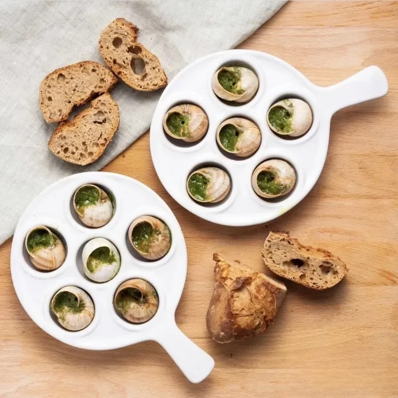 1PC French Baked Snail Plate Creative Ceramic Microwave Oven Special Baking Mould Commercial Western Tableware