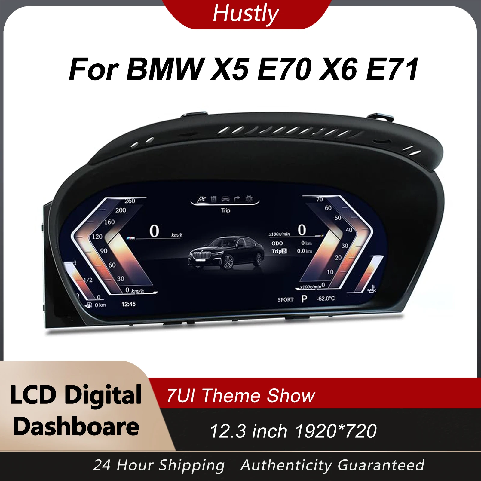 

Digital instrument panel For BMW X5 E70 X6 E71 (2006-2013) CCC CIC speedometer 12.3”HD screen1920*720/2S Fast Boot/Plug&Play