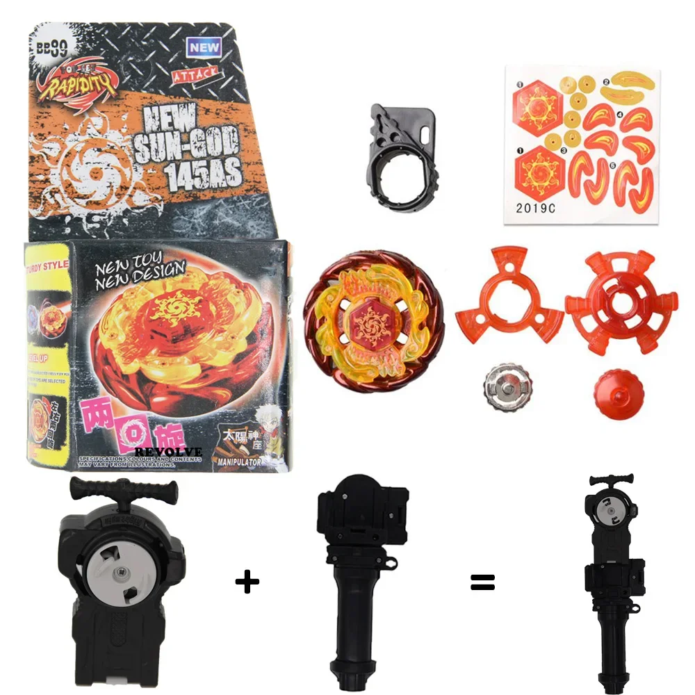 lucifer B-X TOUPIE BURST BEYBLADE BB89 Sun God 145AS Metal Master Fusion 4d grip with launcher