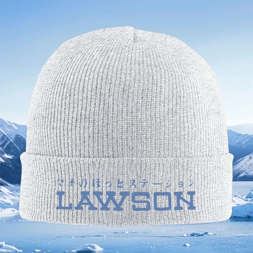 ข้อความภาษาญี่ปุ่นด้านบน หมวกไหมพรม Lawson สำหรับผู้ชาย ผู้หญิง และทุกเพศ หมวกบีนนี่ หมวกคลุมศีรษะ สำหรับฤดูหนาว อุ่นสบาย เหมาะสำหรับคริสต์มาส กิจกรรมกลางแจ้ง ปั่นจักรยาน เดินป่า