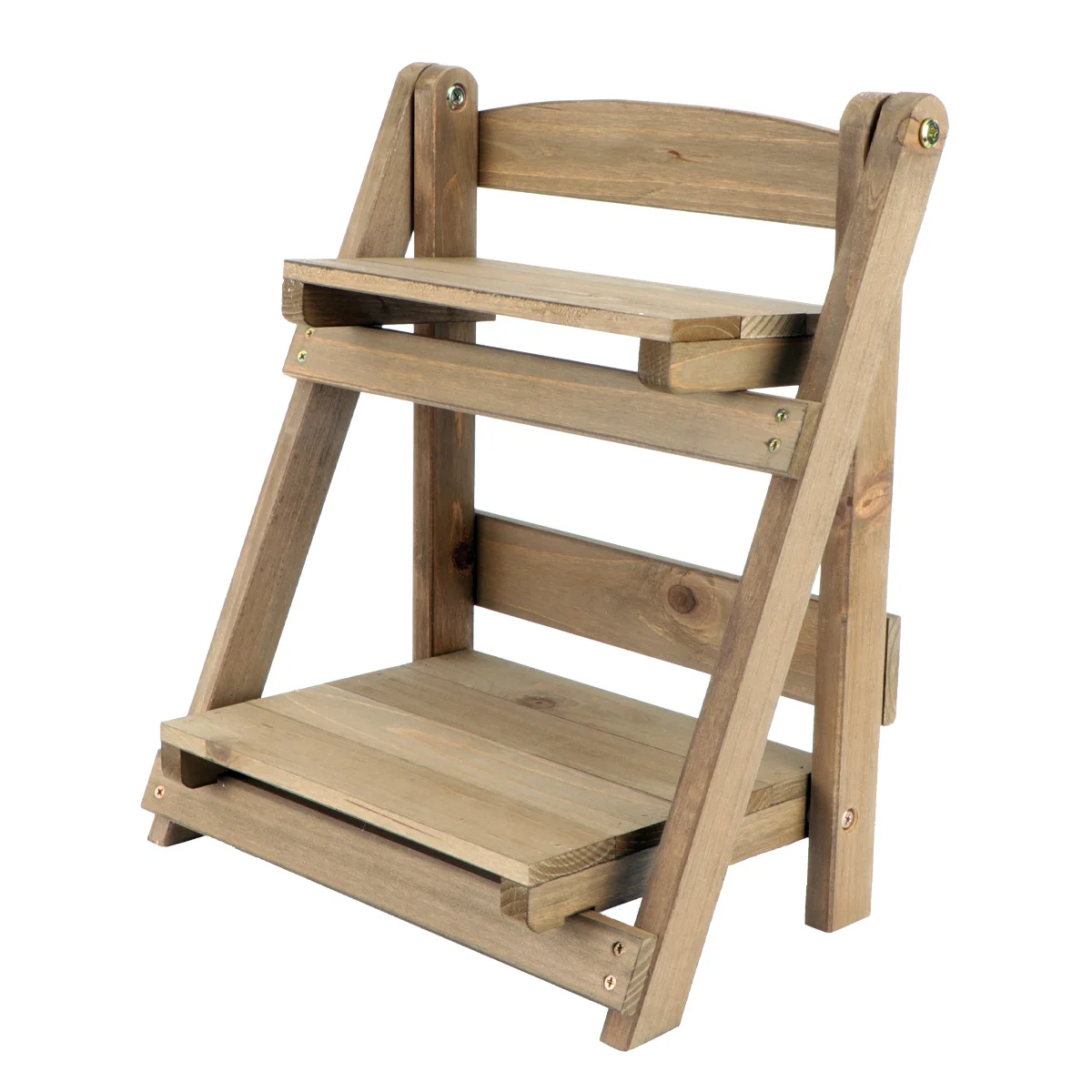 

Folding 2-Tier Wood Plant Stand Shelf For Flower Pots Multi Layer Storage Eco-Friendly Retro Style Indoor Outdoor