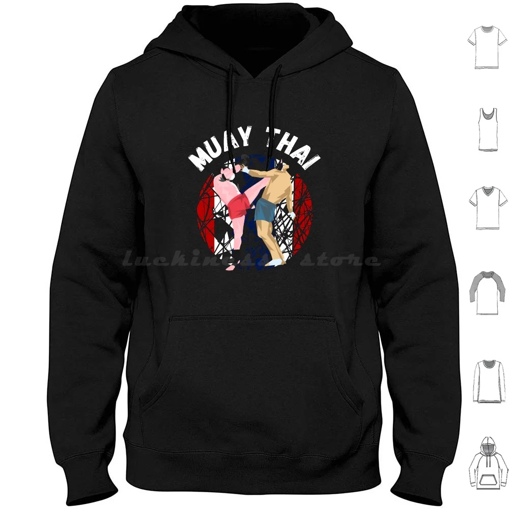 Muay Thai | Kru Hoodies Long Sleeve Kru Muay Thai Illustration Muay Thai Kickboxing Thailand Muaythai Wai Kru