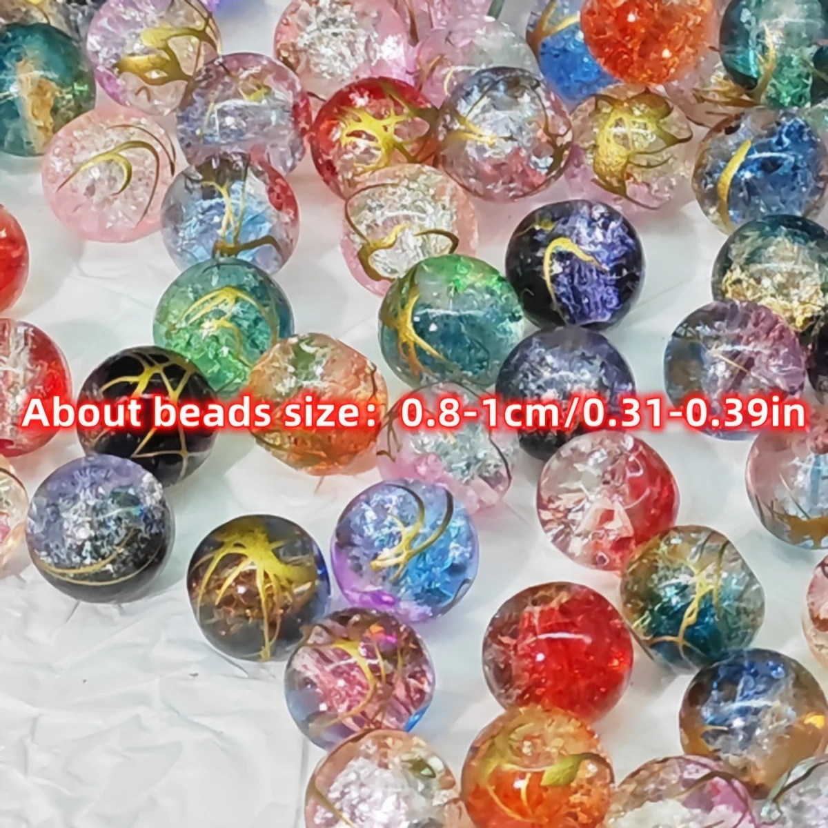 380/190pcs 8/10mm Acrylic Random color cracked striped round beads mixed color,  For DIY jewelry accessories beads