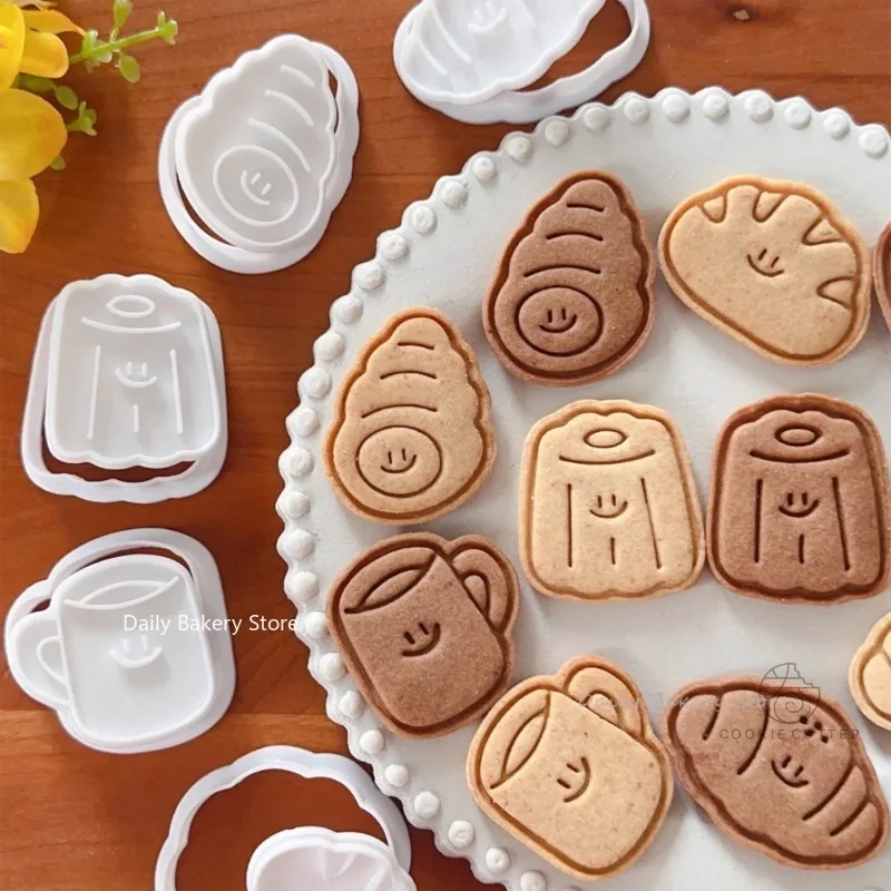 Cute Chestnut Bread Cookie Mold Cartoon Croissant Toast Shaped Biscuit Vegetable Cutting Die Kids Lunch Baking Mold Kitchen Tool