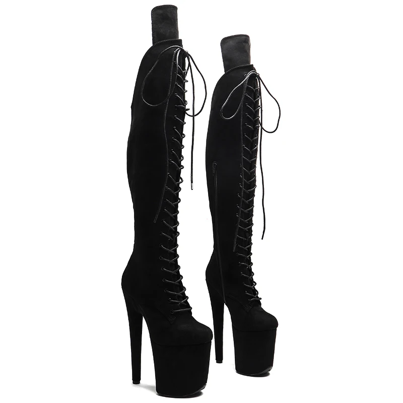 

Leecabe/20 см/8 дюймов замшевые экзотические молодежные трендовые модные ботинки на высоком каблуке для стриптиза на платформе, ботинки для танцев на пилоне