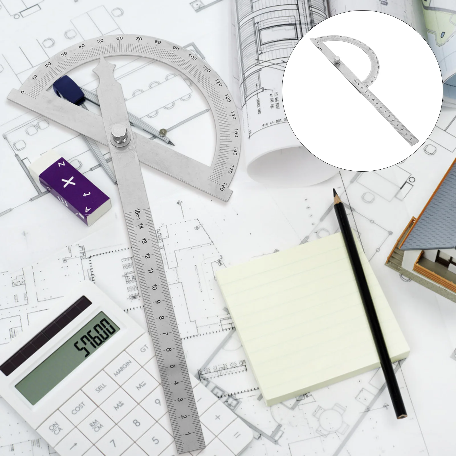 Protractor Tool Angle Finder with Swing Arm Machinist Engineer Ruler Drawing Protractors Woodworking