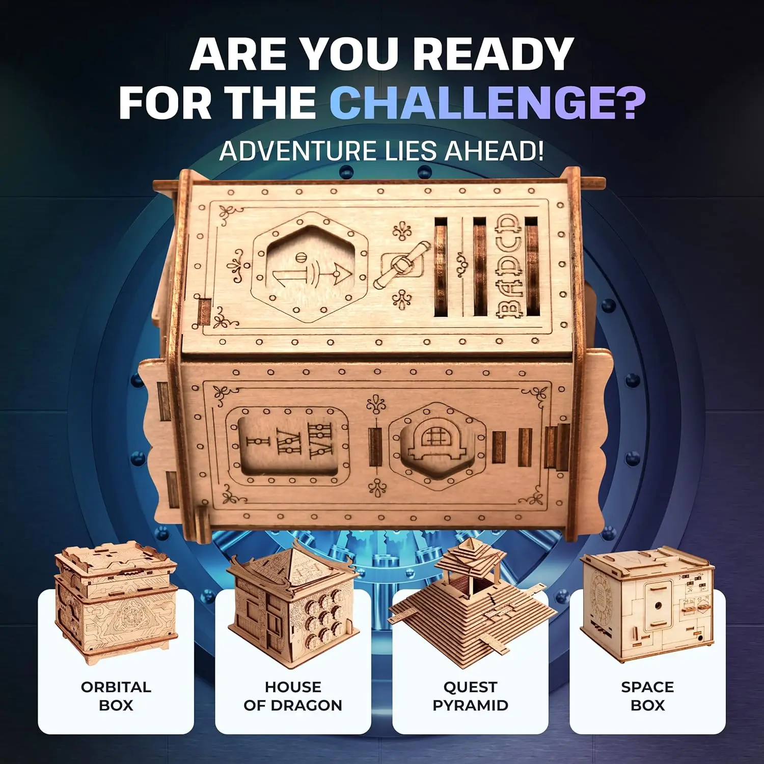 Fort Knox Box PRO 3D Puzzle Game - 3 in 1 Puzzle Box Model Building Escape Room Game - Wooden Puzzle & Wooden Puzzles - Gift Box