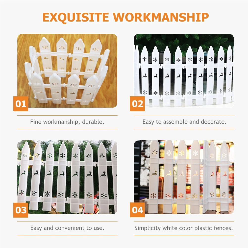 

Plastic Christmas Fence 30x10cm White Decorative Garden Border for Tree Indoor Outdoor Reusable Deer Pattern Holiday Supplies