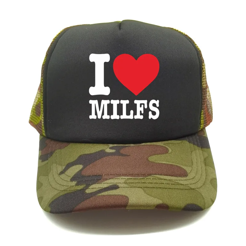 I Love Milfs Baseballl Cap Summer Men Funny MILF Hats Cool Unisex Outdoor Mesh Net Trucker Caps