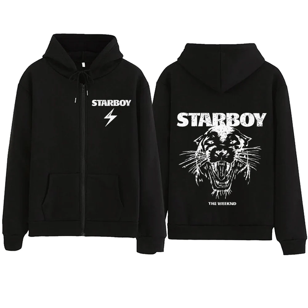 Starboy The Weeknd 2024 Zipper Hoodie Harajuku Pullover Tops Streetwear Music Fans Gift V-Neck Sweatshirts Regular Unisex Spring