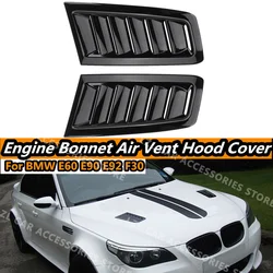 2X Engine Hood Vent For BMW E60 E90 E91 E92 E93 F30 F10 Louvers Air Scoop Bonnet Vent Cover Air Intake Cover Glossy Black