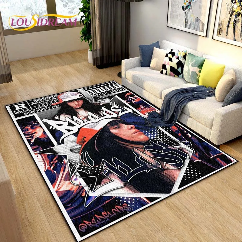 Fashion Billie Eilish Singer Carpet for Bedroom Living Room Playroom Sofa Decor kids Area Rug,Kitchen Door Unslip Floor Mat Gift