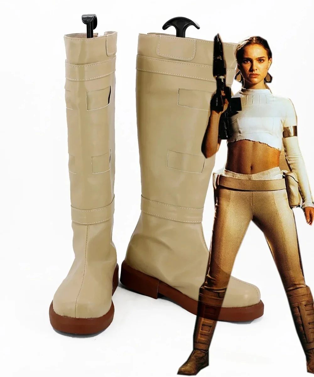 Padme amidala cosplay botas sapatos de couro branco feitos sob encomenda qualquer tamanho rainha traje calçado