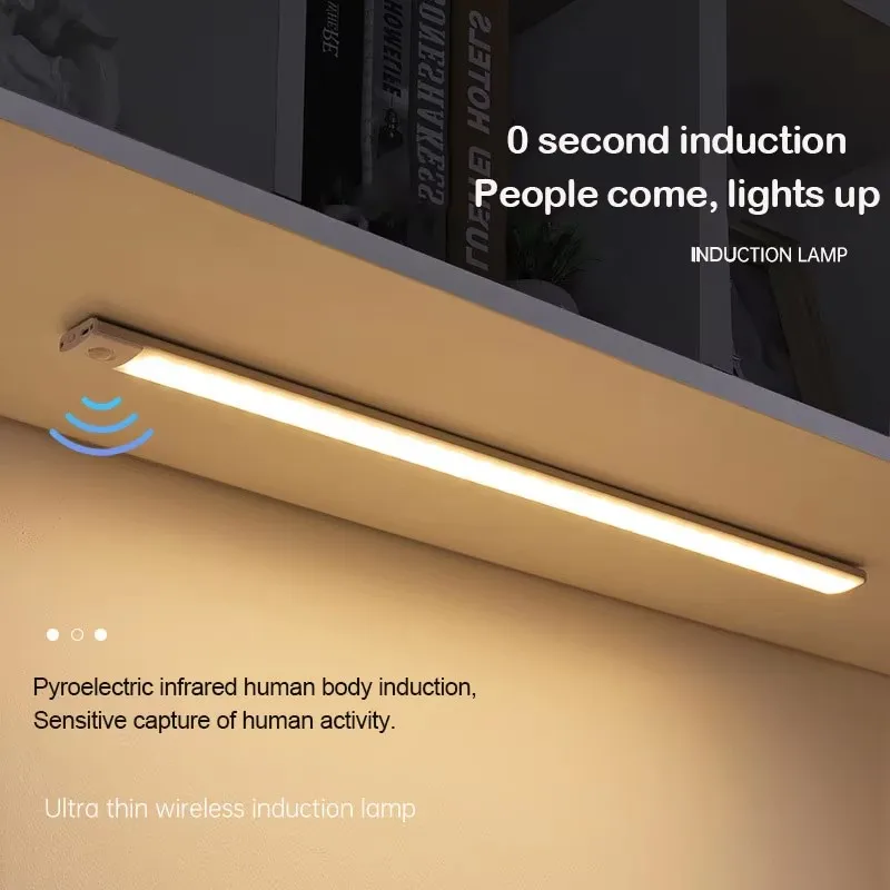 Luces nocturnas de 20/30/40CM, luz Led con Sensor de movimiento, lámpara inalámbrica recargable por USB para debajo del gabinete, cocina, dormitorio, armario, iyoчник