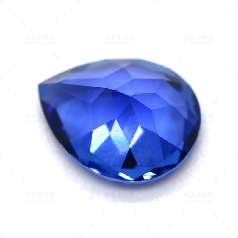 AGL Certified VVS Clarity Blue Sapphire (Drop) Pear Cut Loose Color Lab Grown Sapphire Gemstone