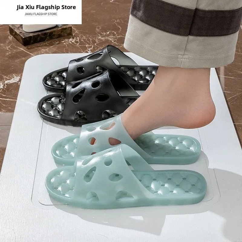 

Anti-Slip Bathroom Slippers Women's Summer Indoor Home Bathing Hollow out Drainage Toilet Cool Slippers Fly Blue Valley