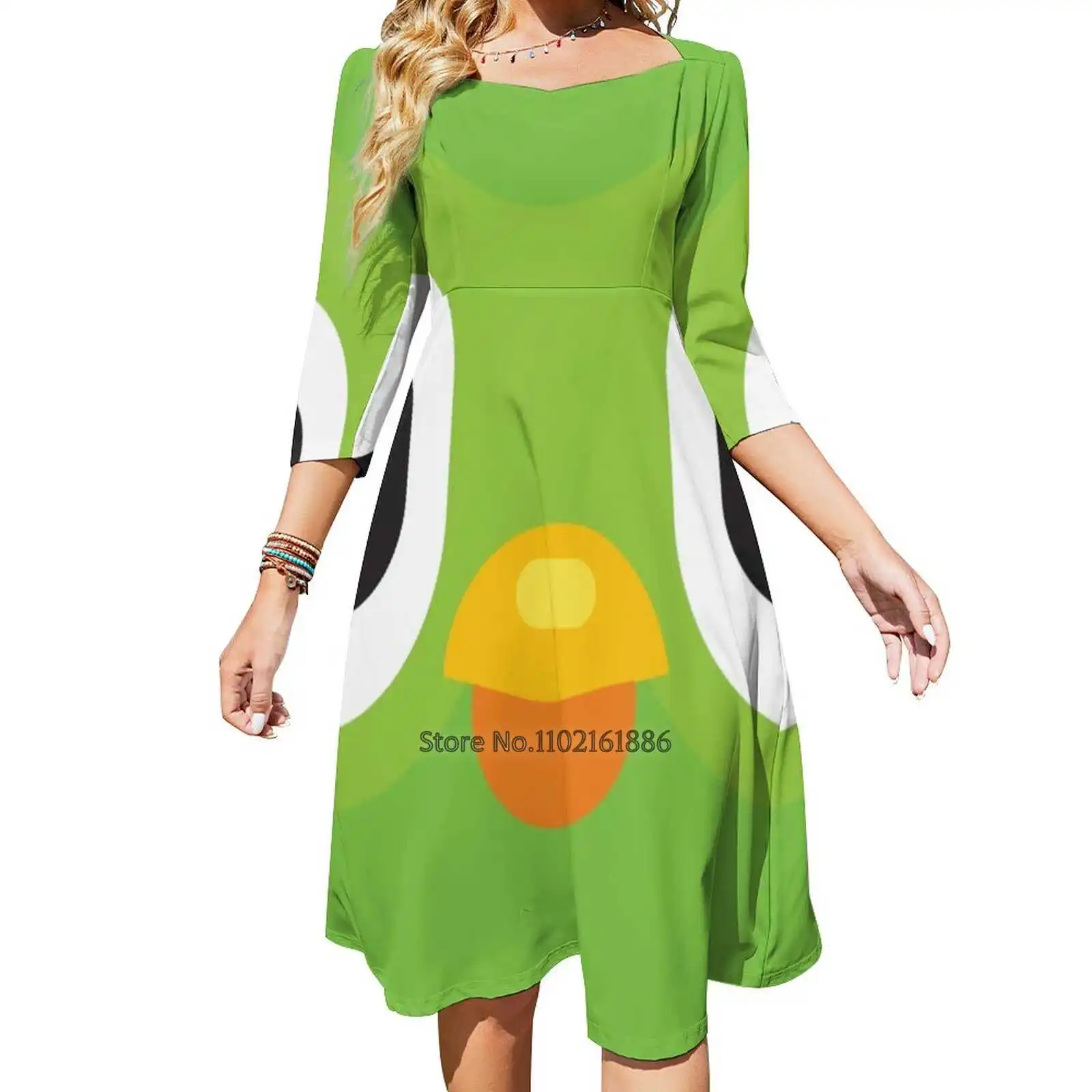 Duolingo Back Lacing Backless Dress Square Neck Dress Fashion Printed Dress 6Xl Duolingo Bird Owl Meme Memes Funny Review