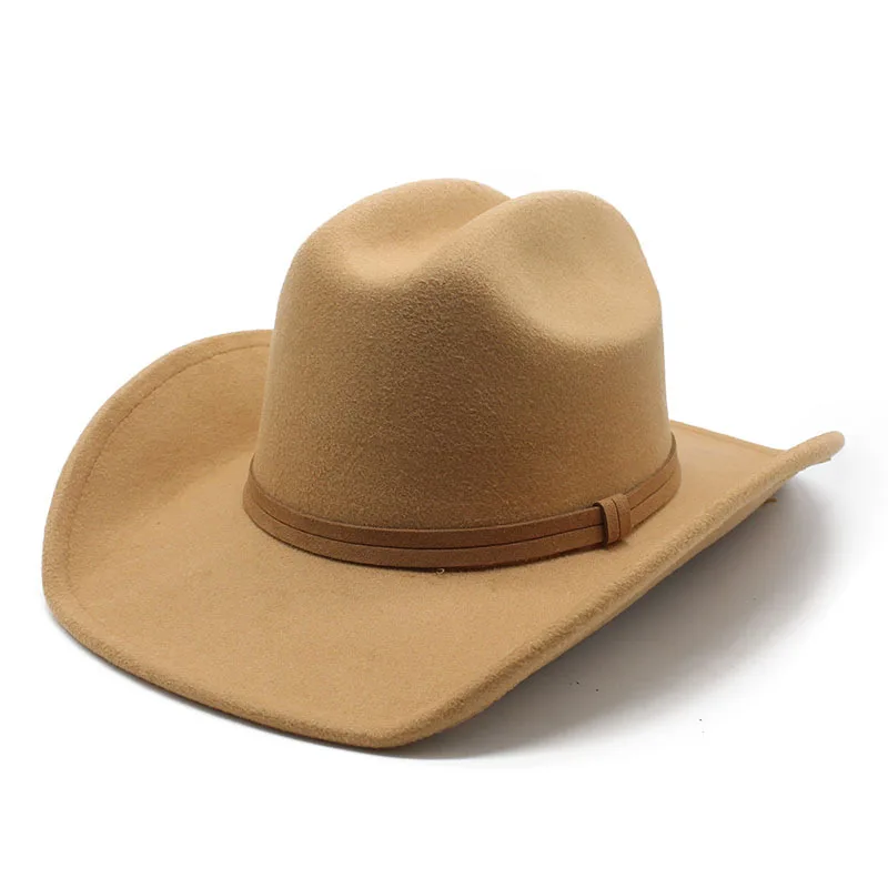 

New Cross Border Top Hat Big Brim Woolen Cowboy Hat Couple General Thickened High Quality Tibetan Felt Cap