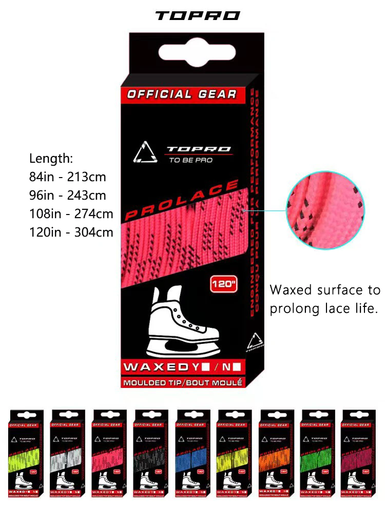 Topro أربطة تزلج هوكي 84 96 108 120in طبقة مزدوجة جديلة أطراف معززة إضافية تصميم طرف مشمع هوكي الجليد سكيت الهوكي