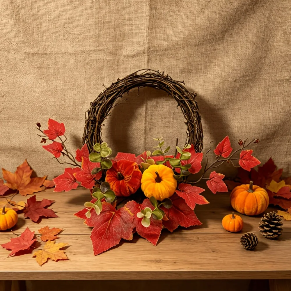 1pc Autumn Faux Red Maple Leaf - đánh giá và giá Eucalyptus Preserved