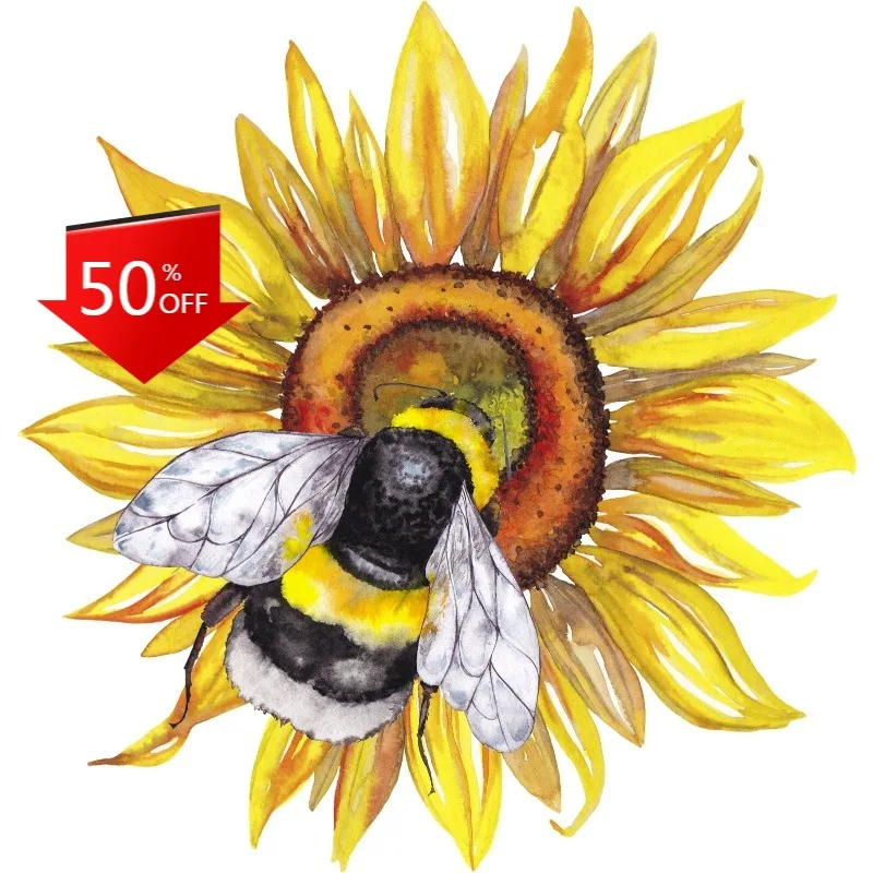 Honey Bee Sticker Sunflower Love Hippie Boho Summer Yellow Flower Car Stickers Racing Rally Decal