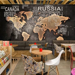 Custom Mural Wallpaper 3D Retro World Map Photo Wall Painting Restaurant Study Living Room Background Wall Decor Papel De Parede