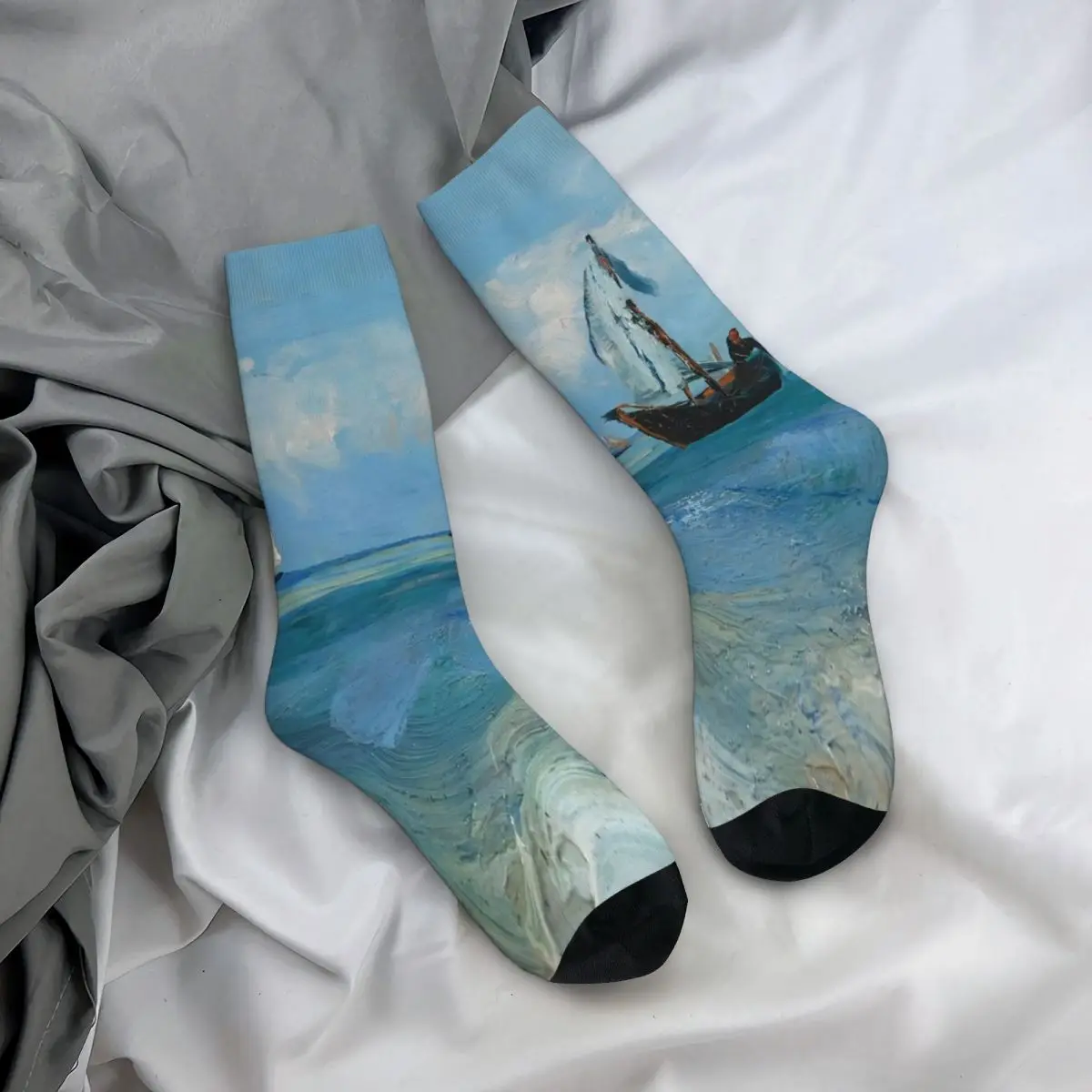 

Van Gogh Socks Winter ship Stockings Gothic Adults Men High Quality Socks Pattern Outdoor Non Slip Socks