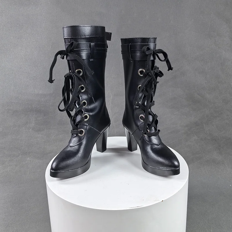 Jogo honkai star rail destino sabre cosplay sapatos botas pretas personalizadas das mulheres dos homens carnaval festa de halloween role play sapatos saltos